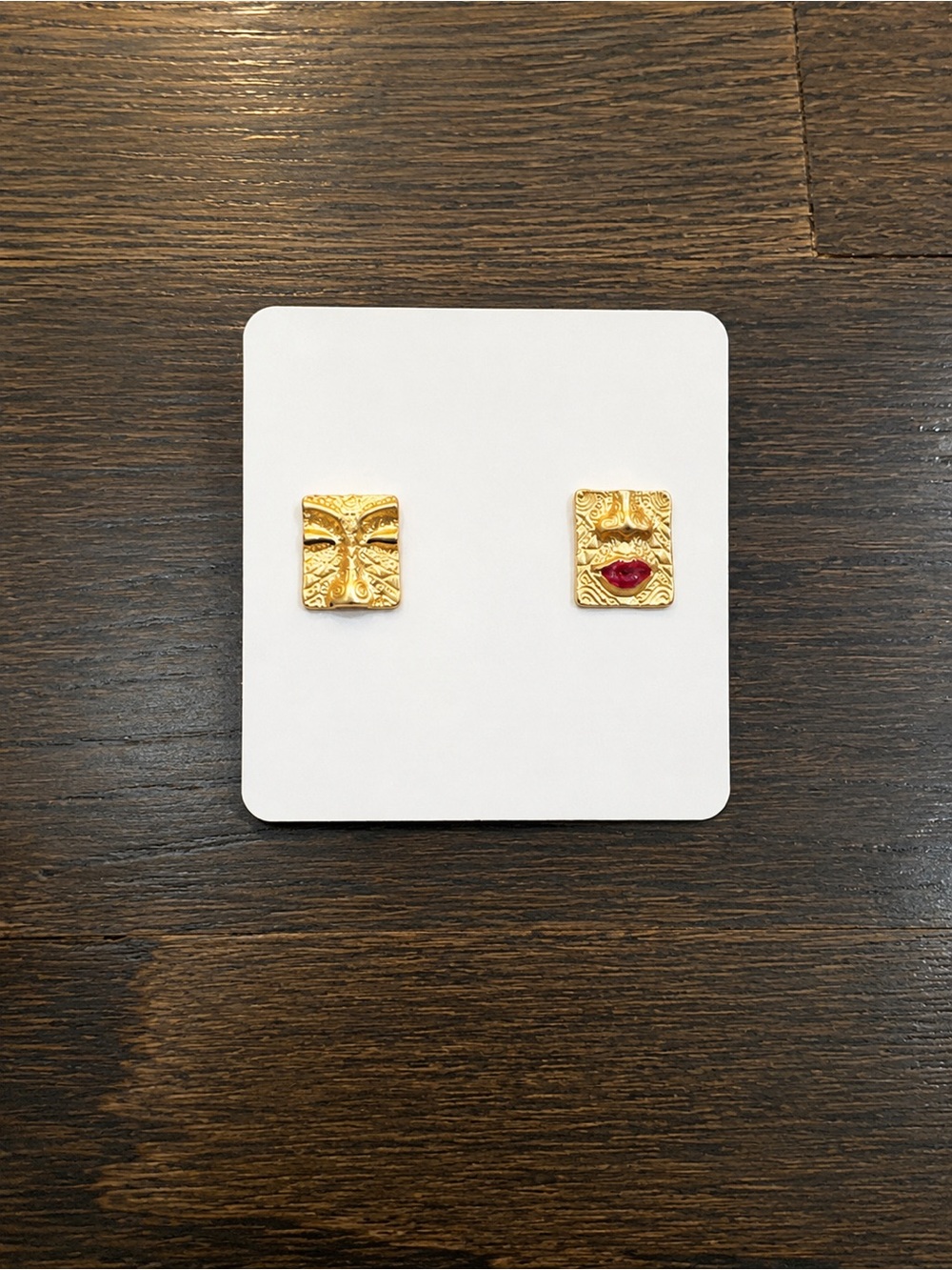 Vintage Inspired Gold Face Stud Earrings